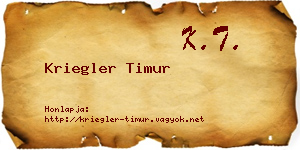 Kriegler Timur névjegykártya